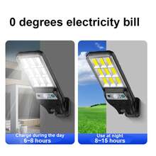Đèn LED năng lượng mặt trời công suất cao 10000LM chống nước ngoài trời Đèn đường sân vườn Đèn tường cảm biến chuyển động Đèn nhà để xe điều khiển từ xa - màu đen - Xem 3