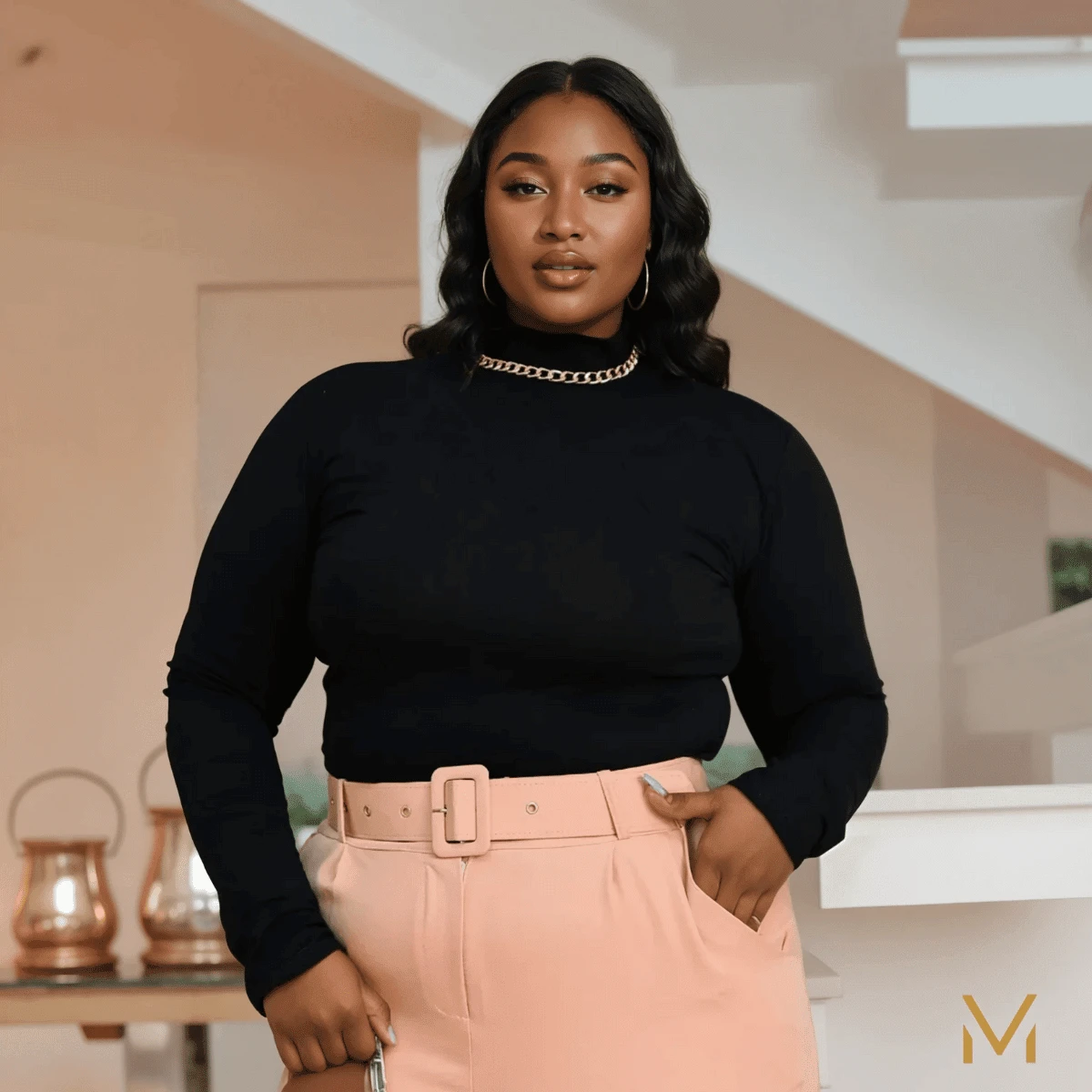 Plus Size Blouses - 黑色 - 查看 1