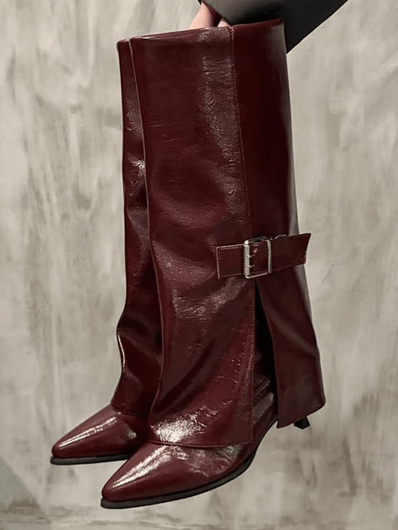 2025 Autumn/Winter New Pointed Toe Thigh High Boots For Women, European & American Style Slim Heel High Boots,Knee High Boots - Red - View 1