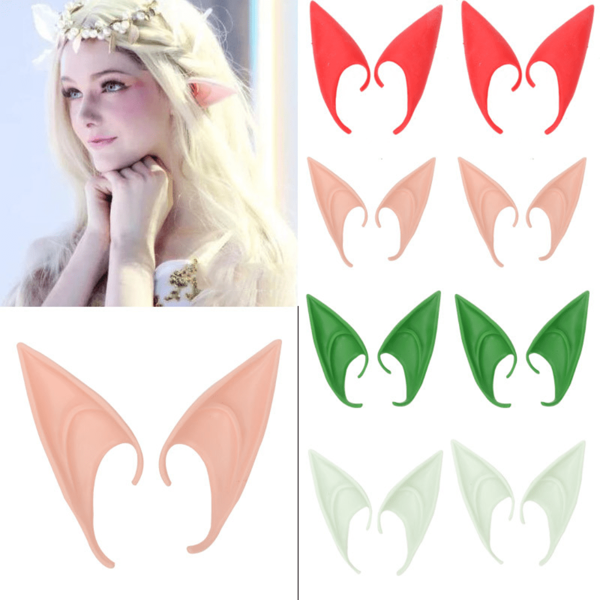 4 Pairs Elf Ears Cosplay Stage Performance Photography Props Pointed Ears Halloween Costume Fake Ears