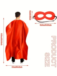 2pcs Super Hero Cape And Mask Set, Super Hero Costume For Halloween Party, Gift For Role Play And Party - Multicolor - View 4