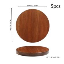 Acacia Wood Coasters Set Of 5 Wooden Drink Coasters, Natural Coaster Set For Cups, Rustic Wood Coaster Bulk For Home & Kitchen
