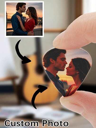 Palheta de Guitarra Personalizada com Foto, Palheta de Guitarra Personalizada com Foto e Retrato, Foto Impressa em UV de Alta Definição, Presente Ideal para Professores e Músicos, Dia das Mães, Dia dos Pais, Dia dos Namorados, Natal - PVC Branco, Presente de Aniversário para Amigos e Jovens, Palheta de Guitarra