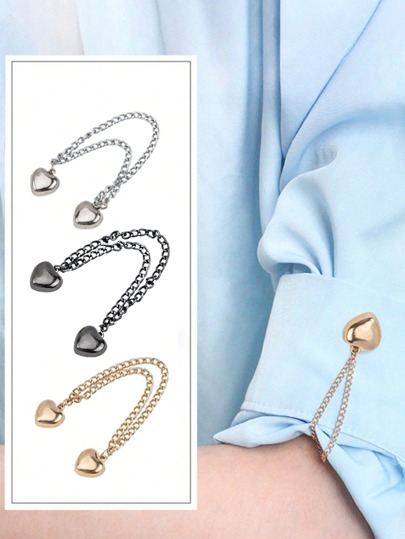 3 pièces Clips magnétiques de raccourcissement de vêtements en forme de cœur, ajuster la longueur de l'ourlet, resserrer les hauts et les pantalons