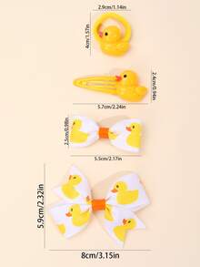 Set de 8 piezas de pinzas para el cabello decoradas con patitos de dibujos animados, lazos para el cabello con estampado de botones, accesorios para el cabello atractivos para uso diario y fiestas de adolescentes - Multicolor - Ver 7