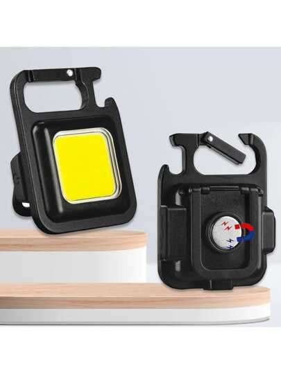 1 pieza Linterna recargable LED de aluminio tipo C, multifunción, 300mAh, 4 niveles de brillo ajustables, con gancho, soporte magnético y abrebotellas, para camping, pesca y iluminación de emergencia, accesorios para camping