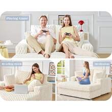 53 Inch Oversized Chaise Lounge, Upholstered Sofa Bed With Throw Pillows And Armrests, Sleeper Chair- Comfy Chair Bed For Living Room,Beige - Màu be - Xem 6