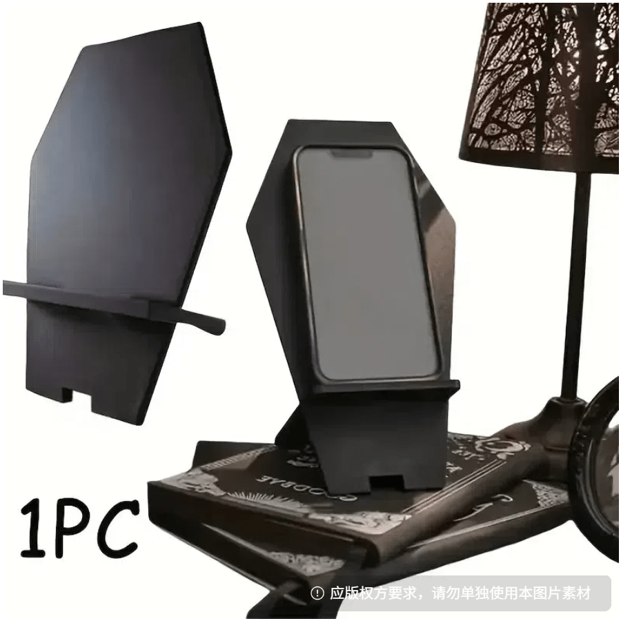 1 pièce Support de téléphone portable en bois noir élégant, support de téléphone en forme de pierre tombale en bois, construction en bois robuste pour une utilisation à la maison et au bureau, parfait pour les décorations d'Halloween, les cadeaux d'Halloween, la décoration de la maison, la décoration romaine, les accessoires de maison, les articles essentiels pour les fêtes et les cadeaux de fêtes
