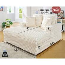 53 Inch Oversized Chaise Lounge, Upholstered Sofa Bed With Throw Pillows And Armrests, Sleeper Chair- Comfy Chair Bed For Living Room,Beige - Màu be - Xem 2