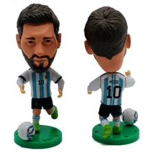 Figura coleccionable fútbol soccer Messi Argentina, figura deportiva Messi con camiseta de Argentina, accesorio para coleccionistas - Azul y blanco - Ver 2