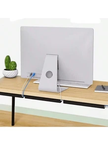 1PC 40cm/15.75inch Under-Desk Cable Tray Self-Adhesive Cable Organizer Cable Management Accessories Cable Protecter No Drilling PVC Invisible Slot Organizer For Monitors And Computers,Durable PVC Material