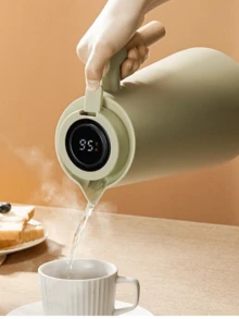 Garrafa Térmica Termômetro Digital 1L Café Chá Nórdica Com Cabo De Madeira - Aleatório - Visão 3