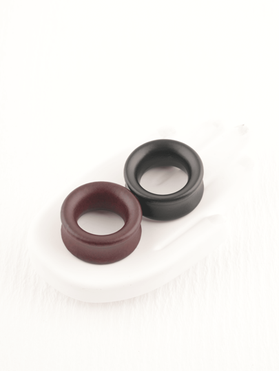 2pcs Vintage Coffee & Black Wooden Hollow & Solid Lightweight Ear Gauges, Suitable For Daily Wear