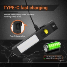 KENSUN 1pc Portable EDC Flat Flashlight, Rechargeable C-Type LED Flashlight With Clip And Magnet, Waterproof Outdoor Emergency Camping Light - As Shown In the Figure - View 13