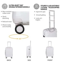 JLY Lightweight Polypropylene Luggage Set – 3 Sizes For Every Journey | Spinner Wheels, TSA Lock, Shock-Resistant Shell - White - View 6