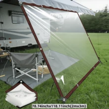 Wasserdichter Stoff, strapazierfähige, aufgewertete Kanten für Wohnmobil-Seitenmarkise, Outdoor-Camping-Reiseessentiell, Wohnmobil, Balkon, Garten, Gartenmöbel-Staubschutz, Pflanzentreibhaus - Transparentes wasserdichtes Tuch - Übersicht 12