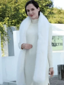 1 件，女士冬季围巾，毛绒围巾，温暖围巾，时尚百搭围巾