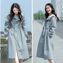 Korean Coat Type Raincoat Women Waterproof Adult Rainproof Windproof Long Sleeve Riding Sweet Girls
