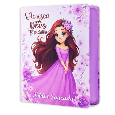 Bíblia Sagrada Nova Versão Almeida Atualizada 2025 Capa Dura Feminina - Floresça Lilás - Facil de Ler