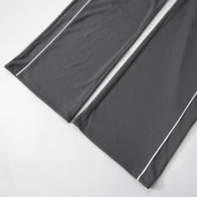 Conjunto de 2 piezas de mujer CRANBERRYSA con chaqueta con cremallera de manga larga y contraste de color + pantalones rectos de cintura alta con cordón