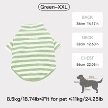 1 件条纹弹性柔软宠物毛衣，适合春、夏、秋、冬，适合中小型犬，有灰色、绿色、蓝色可选