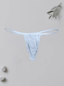 2 件男士丁字裤时尚性感纯色男士休闲运动基本款内裤针织舒适柔软低腰男士丁字裤 - 彩色 - 查看 2