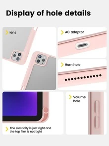 纯粉色亚克力透明水晶背壳，防震设计，适用于 iPad 第七代、第八代（10.2 英寸）和第十代。内置笔槽，支持睡眠唤醒功能/多种折叠支架方式。是节日和新年的馈赠佳品。 - 淺粉色 - 查看 6