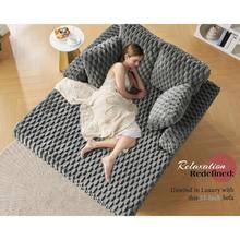 53 Inch Oversized Chaise Lounge, Upholstered Sofa Bed With Throw Pillows And Armrests, Sleeper Chair- Comfy Chair Bed For Living Room,Ash Grey - Màu xám đen - Xem 5