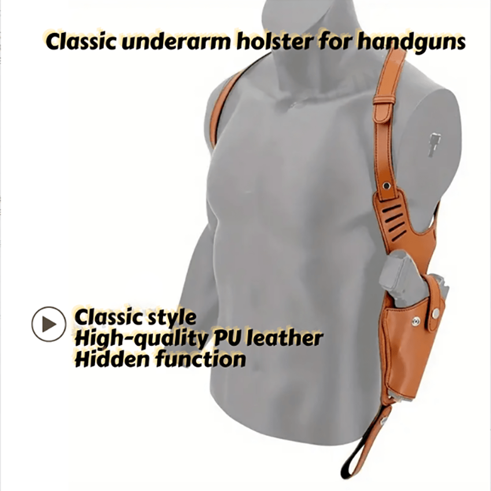 New Artificial PU Underarm Pistol Holster, Vertical Shoulder Holster, Tactical Concealed Carrying, Adjustable Holster