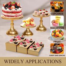6PCS Modern Cake Stand Set Dessert Table Display Cake Holders Round Cake Pedestals With Cupcake Risers Anniversaries Wedding Birthday Party Supplies - 金色 - 查看 3