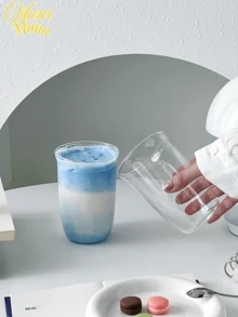 1 pieza Taza de vidrio borosilicato creativa, taza transparente simple para café o leche, botella de agua, lonchera, decoración - transparente - Ver 10