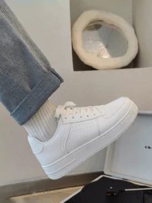 Zapatillas deportivas de color liso para hombre, tenis para hombre, tenis de hombre, tenis de mujer, ideales para practicar deportes al aire libre y para el uso diario en el tiempo libre zapatos de hombre. - Blanco - Ver 8