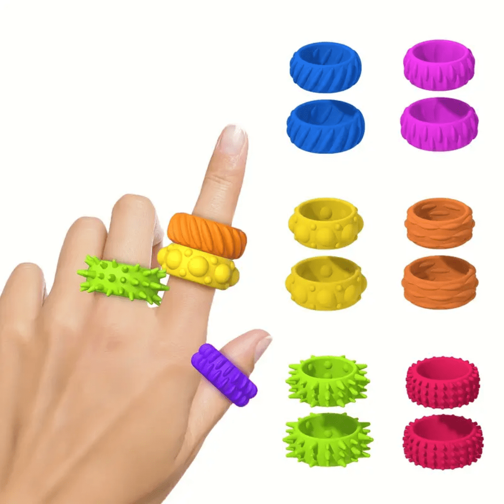 12pcs Silicone Stress Relief Rings, Fun Interactive Toys, Party Accessories Bracelets, Party Favors, Sensory Toys, Fidget Toys, Suitable For Halloween, Christmas, Thanksgiving And Holiday Gifts, Durable Multi-Purpose, Desk Decor, Office Supplies, Study Stress Relief, School Supplies, Back To School Gifts, Thank You Gifts