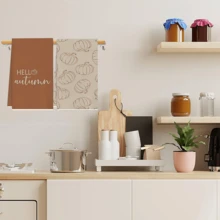 感恩节秋收系列2件套，棕色南瓜印花毛巾，超强吸水超细纤维现代洗碗布，烹饪烘焙茶巾，洗碗布，手巾，超柔软高吸水，厨房装饰，邻居礼物，妈妈礼物，生日礼物，送给朋友的甜蜜乔迁礼物，厨房配件，家居必需品