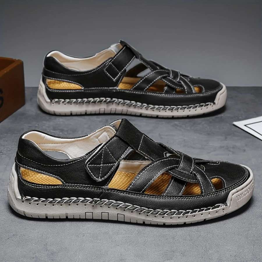 Women's Summer Fisherman Sandals With Adjustable Hook-And-Loop Straps - Vibrant Yellow Faux Cover Casual Slippers, Breathable Round-Toe Design & Non-Slip Rubber Sole For Beach, Walking, Outdoor Activities, Beach Sandals, Vacation Footwear, Stylish Slippers, Durable Construction, Vacation Essentials