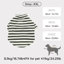1 件条纹弹性柔软宠物毛衣，适合春、夏、秋、冬，适合中小型犬，有灰色、绿色、蓝色可选