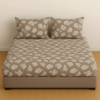 Made In Turkey - Double Size Patterned Fitted Sheet (1pc) Set 140x200 Cm + (2pc) Pillowcases 50x70 Cm | 100% Turkish Cotton Soft & Breathable Bedding