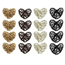 12pcs Handmade Rattan Heart Shaped Decor Set - Perfect For Enhancing Home And Holiday Ambiance, Classic Style (Essential For Christmas Decoration, Holiday And Party Decor) - White+Brown+Original Wood - View 6