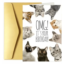 Charming Cat-Themed Birthday Card - Perfect Gift For Cat Lovers, Friends & Family, High-Quality Paper Greeting Card