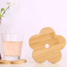 12cm/4.7in INS Style Bamboo Flower Insulation Pad, Heat Resistant Coaster, Pot Holder With Storage Rack, Home Use - Apricot - View 4