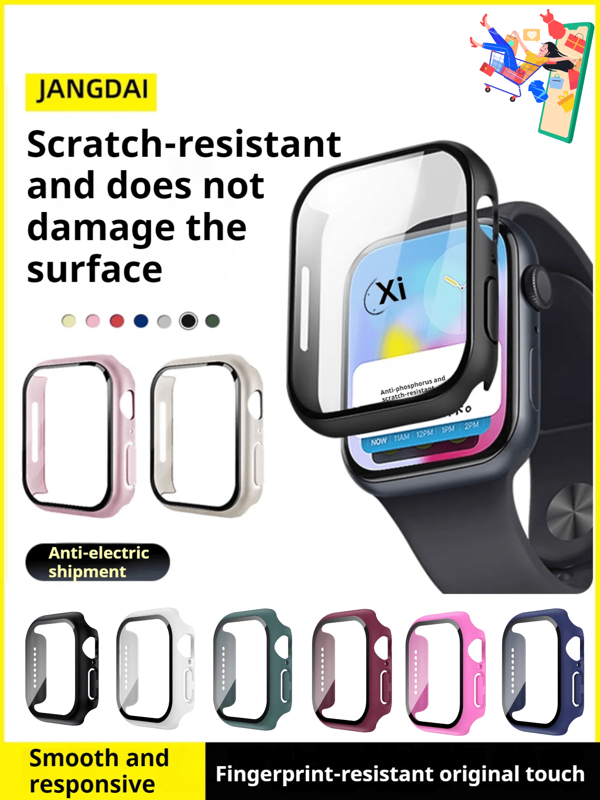 Compatible With Apple Watch 40mm/44mm Protection Case With Tempered Glass Screen Protector, 360 Full Coverage Protection Case & Film Compatible With Apple Watch Series 9/7/6/SE/5/4/3/8