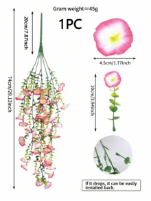 1PC Artificial Flowers Outdoor Silk Morning Glory Simulated Flowers Eucalyptus Leaves, UV Resistant Realistic Hanging Flowers, Wedding Home Office Garden Decoration Birthday Decoration Anniversary Decoration Festival Decoration Graduation Decoration - Multicolor - View 12