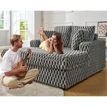 53 Inch Oversized Chaise Lounge, Upholstered Sofa Bed With Throw Pillows And Armrests, Sleeper Chair- Comfy Chair Bed For Living Room,Ash Grey - Màu xám đen - Xem 7