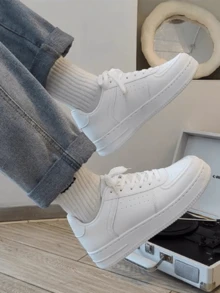 Zapatillas deportivas de color liso para hombre, tenis para hombre, tenis de hombre, tenis de mujer, ideales para practicar deportes al aire libre y para el uso diario en el tiempo libre zapatos de hombre. - Blanco - Ver 1