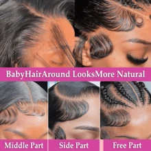 200% Density Natural Black 5x5 Pre Cut -Long Straight Lace Front Wigs Blended Hair 13x4 13*6 HD Bone Straight Lace Frontal Wig 8-34 Inch Straight Wear And Go Glueless HD Lace Wigs For Black Women Daily Use Pre Cut Pre Plucked Glueless Natural Hairline With Baby Hair - Natural & Black - View 5