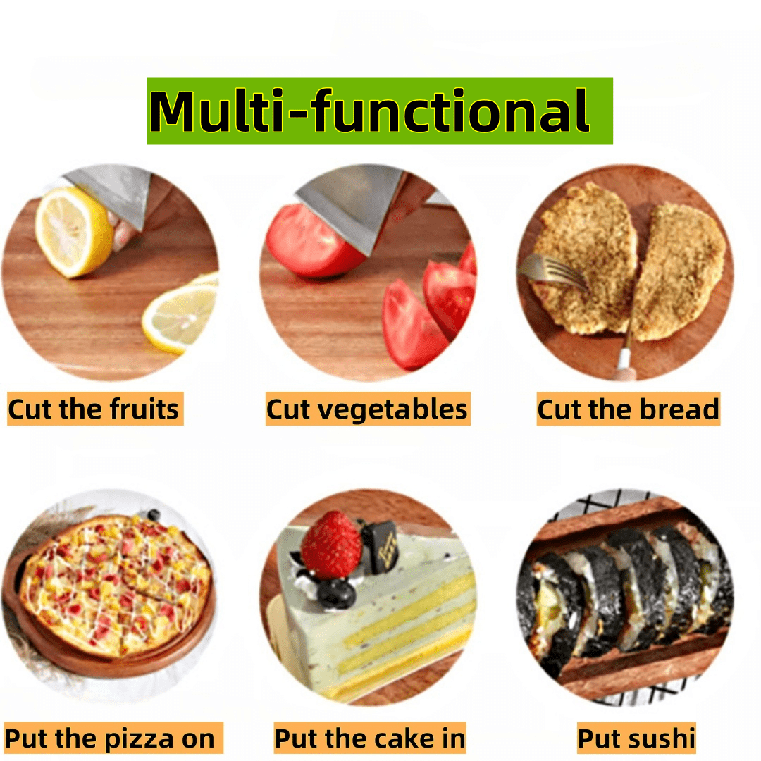 紧凑型木质切菜板 - 天然复合木材，食品安全，多用途厨房切菜板，食物托盘，适合节日和日常使用，自制食物准备切菜板 - 棕色 - 查看 5