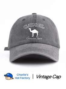 1 顶男女通用复古水洗棒球帽 - 复古驼色轮廓及字母图案 - 提供大地色系（咖啡色、黑色、卡其色、海军蓝）和流行色（酒红色、灰粉色、橙色）可选 - 柔软的牛仔布质感老爹帽，适合户外探险和馈赠 - Genuine Taste - 查看 19