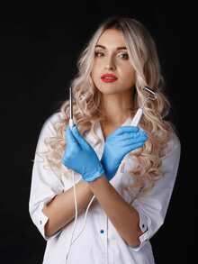 Guantes desechables de nitrilo resistentes FANOVA, paquete de 100 piezas (azul) | Marca WALLETZ, para cocina, baño, hogar, proveedores de artículos del hogar - Azul - Ver 10