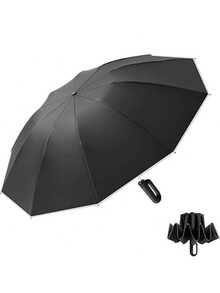 1pc Automatic Folding Umbrella With Buckle, Convenient To Carry. Larger, Thicker, Stronger. Suitable For Men & Women, Portable Windproof & Rainproof, Double-Layer Protection, Various Frame Designs, Snap Or Rotary Handle, Multiple Colors (Due To Different Batches, The Fabric, Frame Color, English Letter Pattern Design, Button Shape And Rib Color Are Randomly Matched. We Apologize For Any Inconvenience Caused) Summer Cooling,Beach,Travel