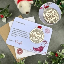 1 Pc Christmas Medals With Greeting Cards, Christmas Nice List Medal Greetings, Funny Badge Christmas Greeting Card, Personalized Honor From Santa Claus (A) Christmas Christmas Decorations Christmas Pajamas Christmas Gifts Christmas Decor